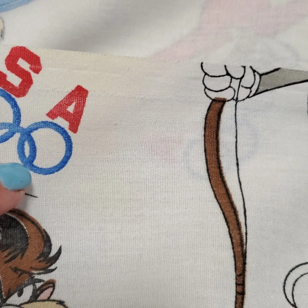 Vintage Looney Tunes Warner Brothers Olympic flat sheet
